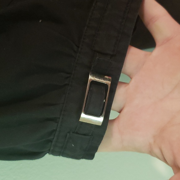 Fitted Collared V Neck Button Down Buckle Cap Sleeve Detail L - Picture 3 of 4